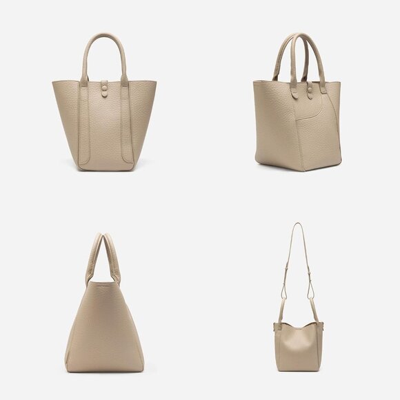 Newbella Women's Off-white Soft PU Leather Shoulder Tote Hobo Purses with Zipper - Picture 2 of 9